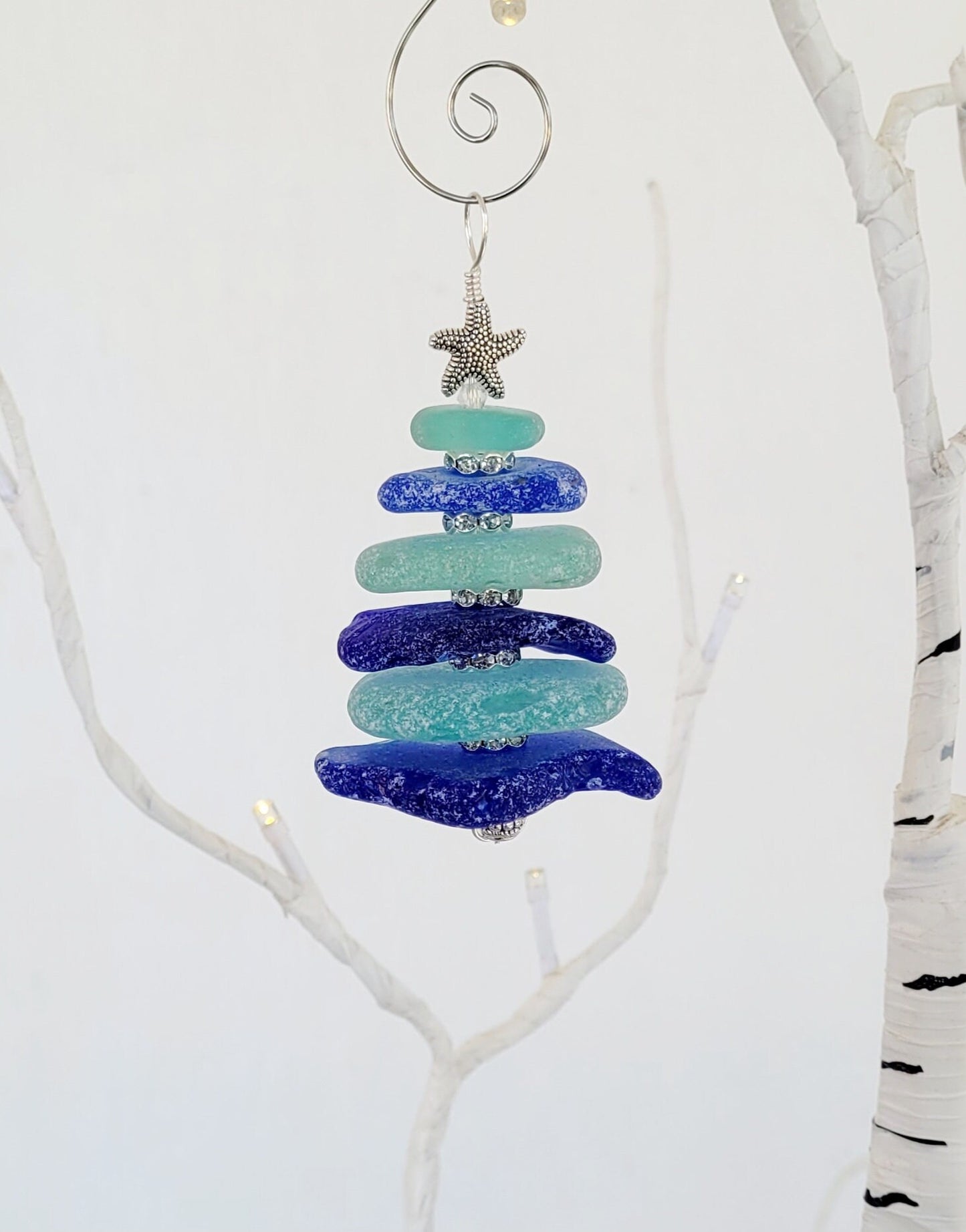 Sea Glass Christmas Tree Ornament/Sea Glass Pine Tree Ornament/Genuine Sea Glass Tree Ornament/125