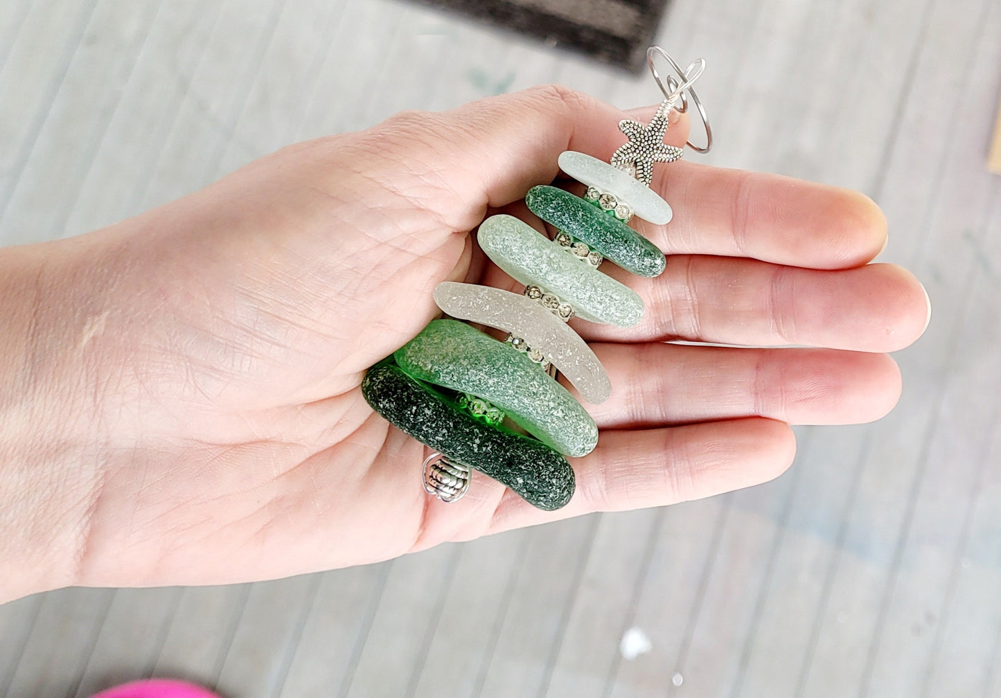 Sea Glass Christmas Tree Ornament/Sea Glass Pine Tree Ornament/Genuine Sea Glass Tree Ornament/110