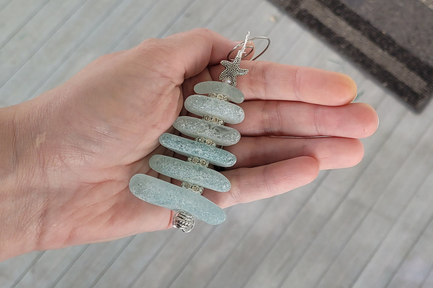 Sea Glass Christmas Tree Ornament/Sea Glass Pine Tree Ornament/Genuine Sea Glass Tree Ornament/108