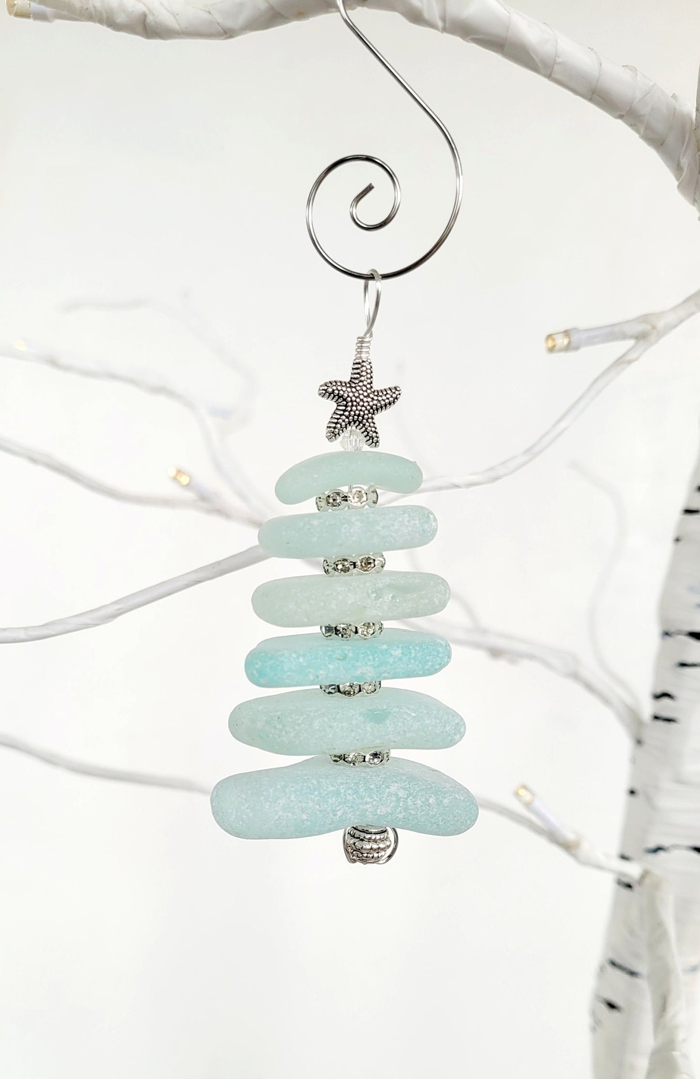 Sea Glass Christmas Tree Ornament/Sea Glass Pine Tree Ornament/Genuine Sea Glass Tree Ornament/108