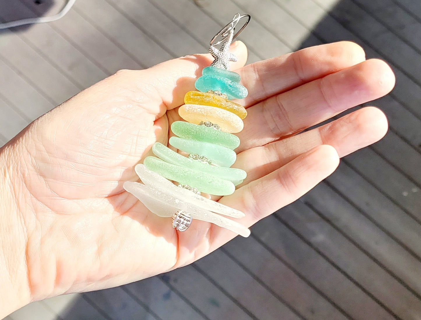 Sea Glass Christmas Tree Ornament/Sea Glass Pine Tree Ornament/Genuine Sea Glass Tree Ornament/42