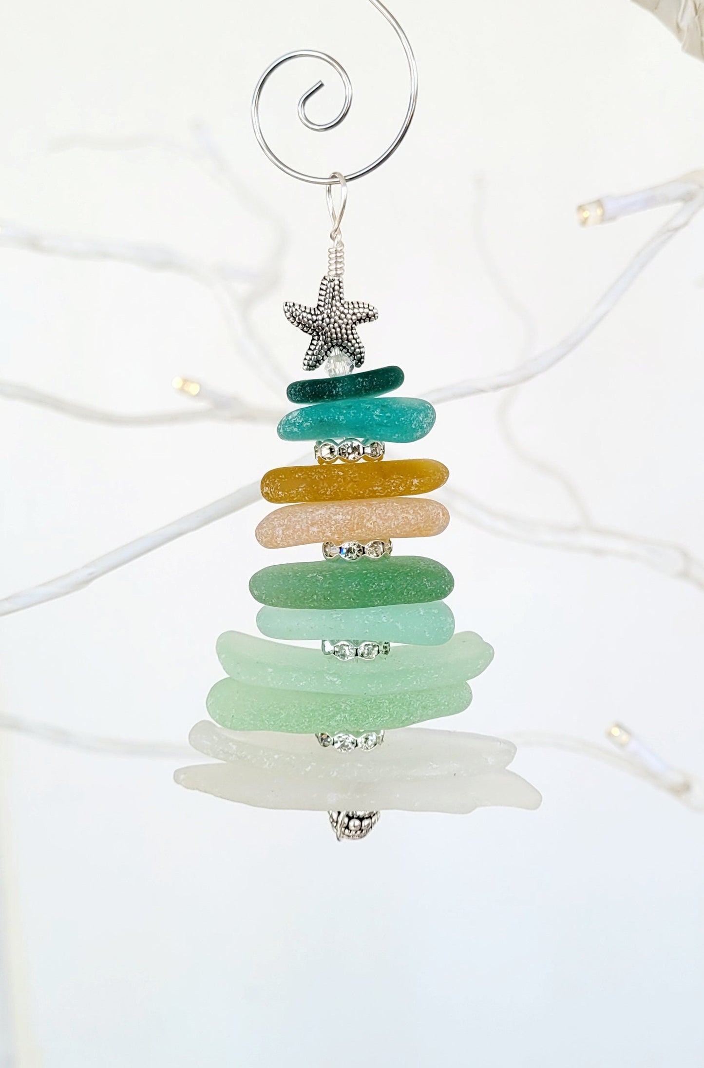 Sea Glass Christmas Tree Ornament/Sea Glass Pine Tree Ornament/Genuine Sea Glass Tree Ornament/42