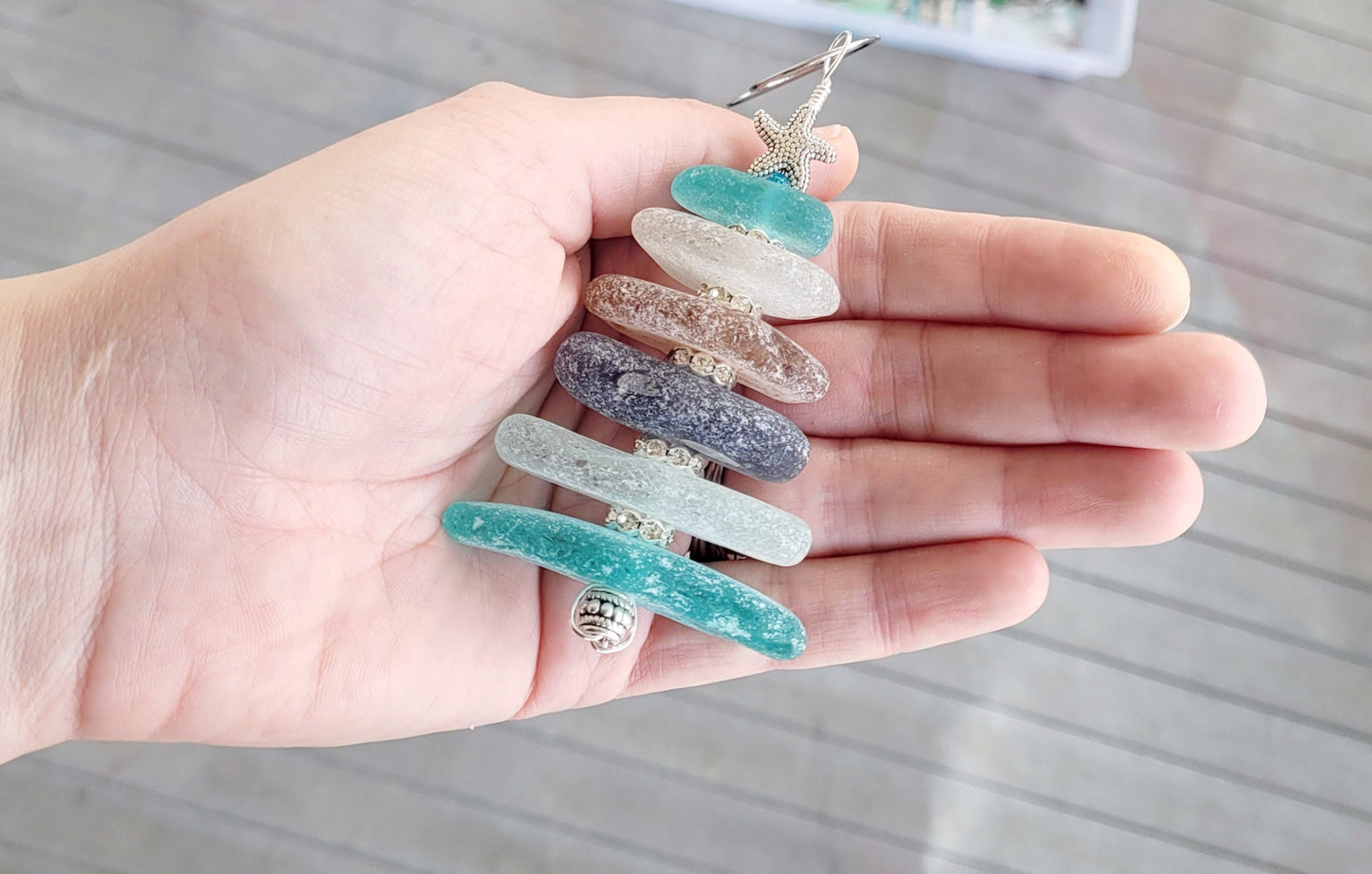 Sea Glass Christmas Tree Ornament/Sea Glass Pine Tree Ornament/Genuine Sea Glass Tree Ornament/99