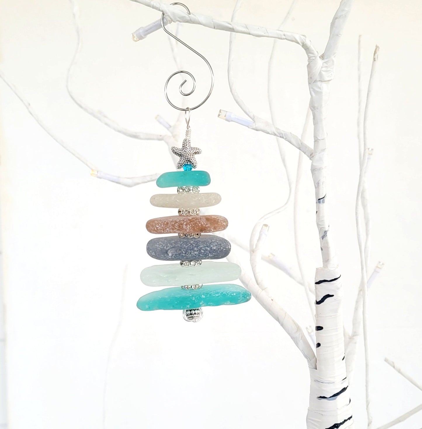 Sea Glass Christmas Tree Ornament/Sea Glass Pine Tree Ornament/Genuine Sea Glass Tree Ornament/99