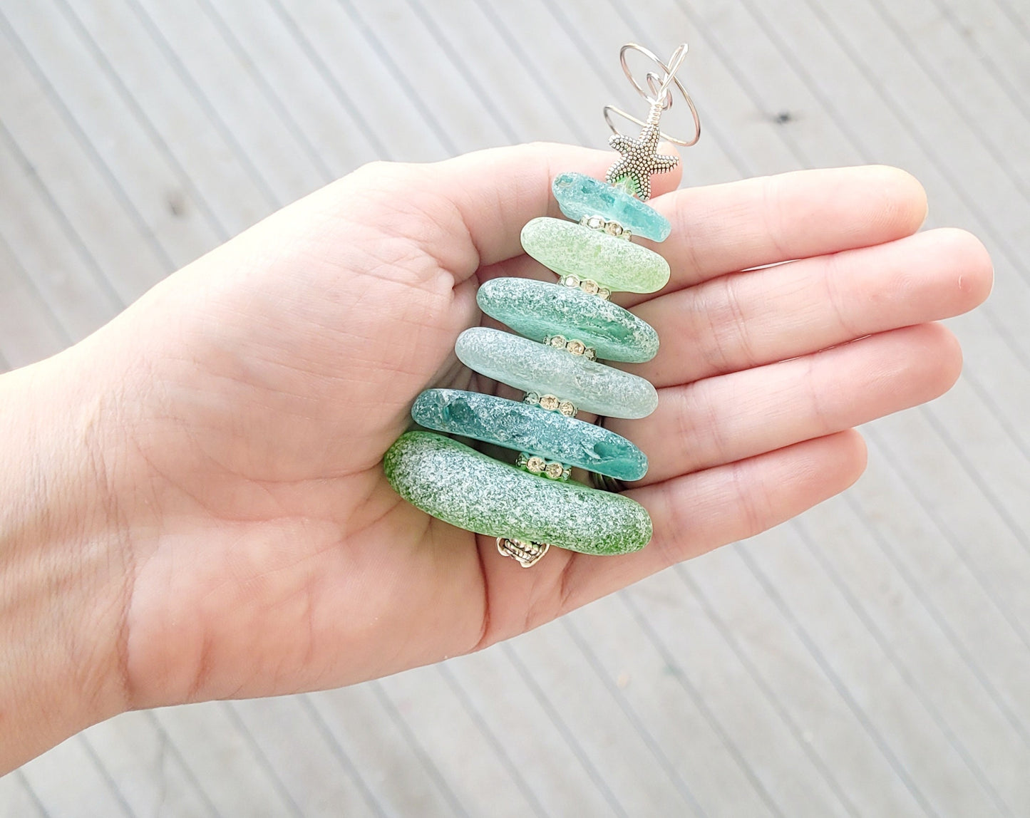 Sea Glass Christmas Tree Ornament/Sea Glass Pine Tree Ornament/Genuine Sea Glass Tree Ornament/101