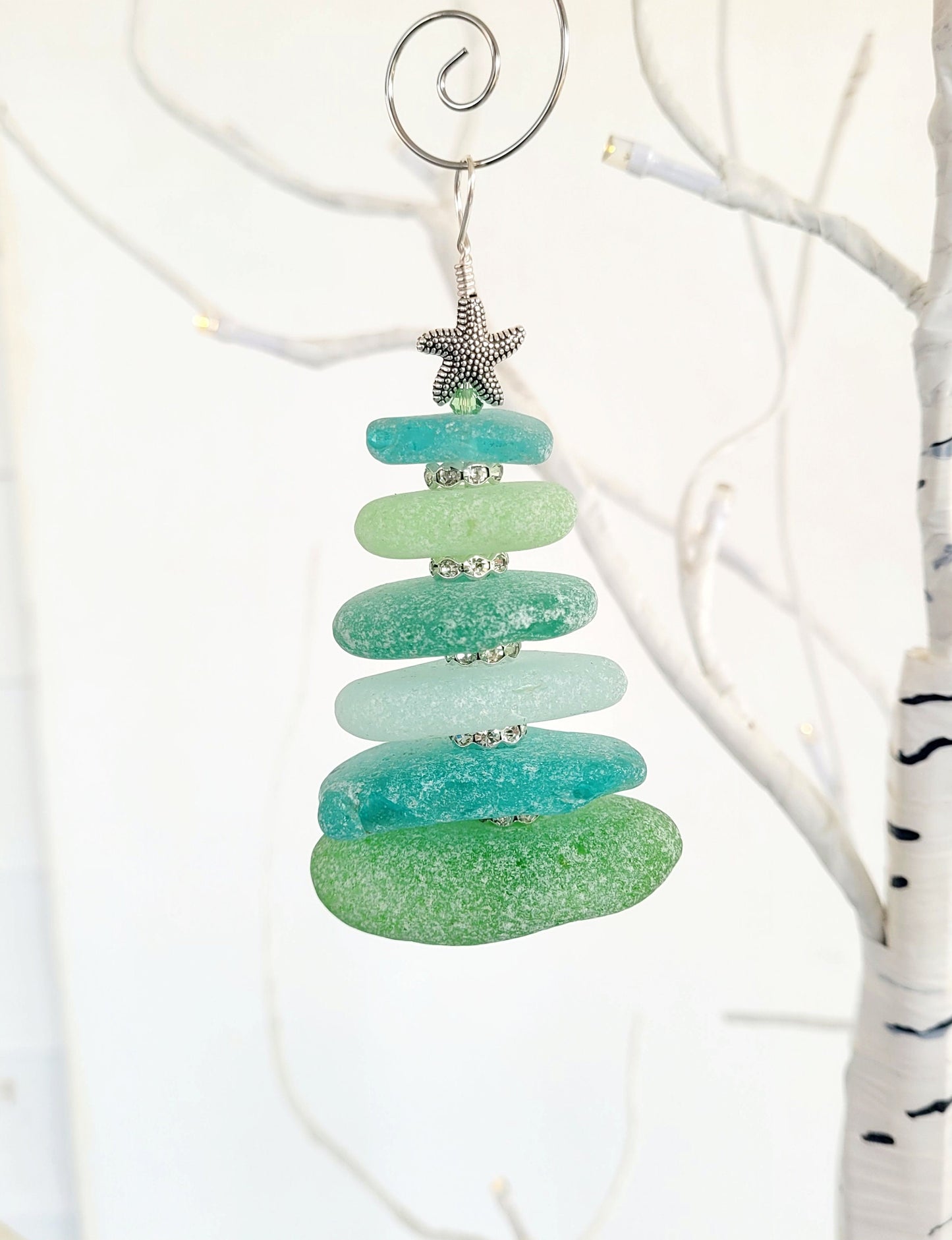 Sea Glass Christmas Tree Ornament/Sea Glass Pine Tree Ornament/Genuine Sea Glass Tree Ornament/101