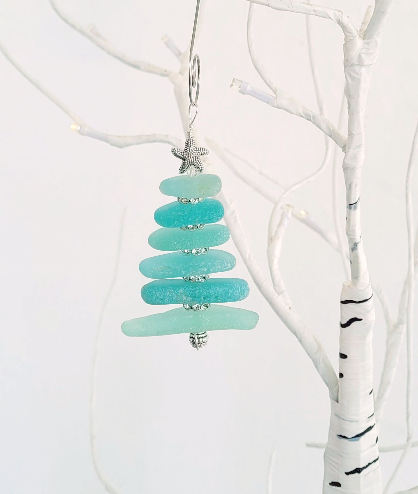 Sea Glass Christmas Tree Ornament/Sea Glass Pine Tree Ornament/Genuine Sea Glass Tree Ornament/103