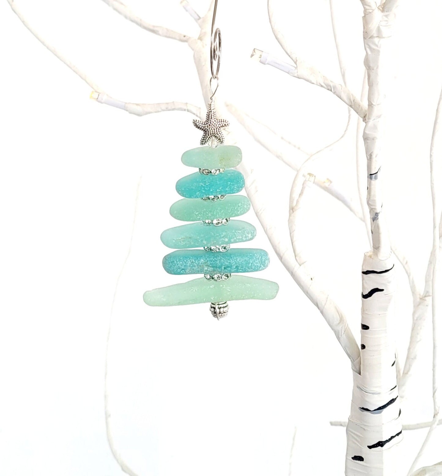 Sea Glass Christmas Tree Ornament/Sea Glass Pine Tree Ornament/Genuine Sea Glass Tree Ornament/103