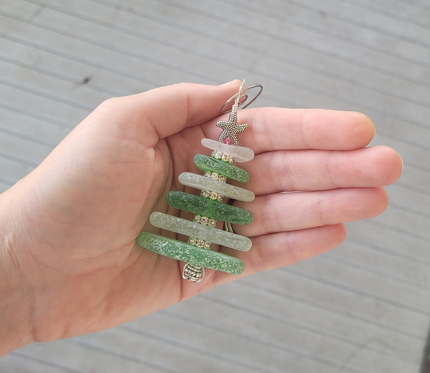 Sea Glass Christmas Tree Ornament/Sea Glass Pine Tree Ornament/Genuine Sea Glass Tree Ornament/102