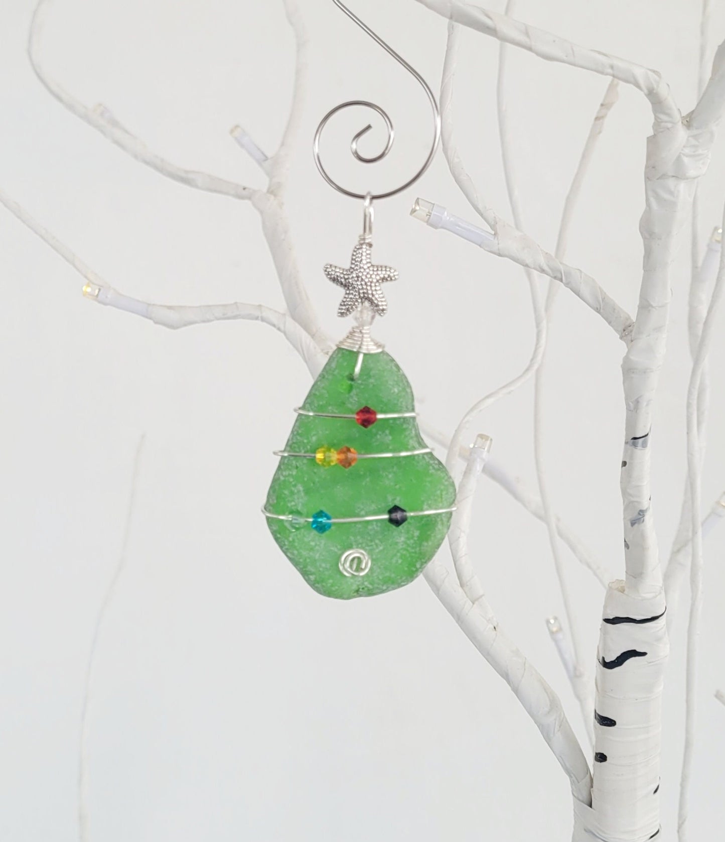 Genuine Sea Glass Christmas Tree Pendant/Sea Glass Christmas Tree Ornament/Coastal Ornament/Beach Decor/17d