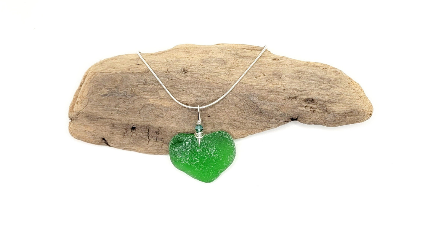 Genuine Sea Glass Pendant/Heart Sea Glass Pendant/Natural Heart Sea Glass Pendant/Anniversary Gift/Gift for her/Unique Gift/131