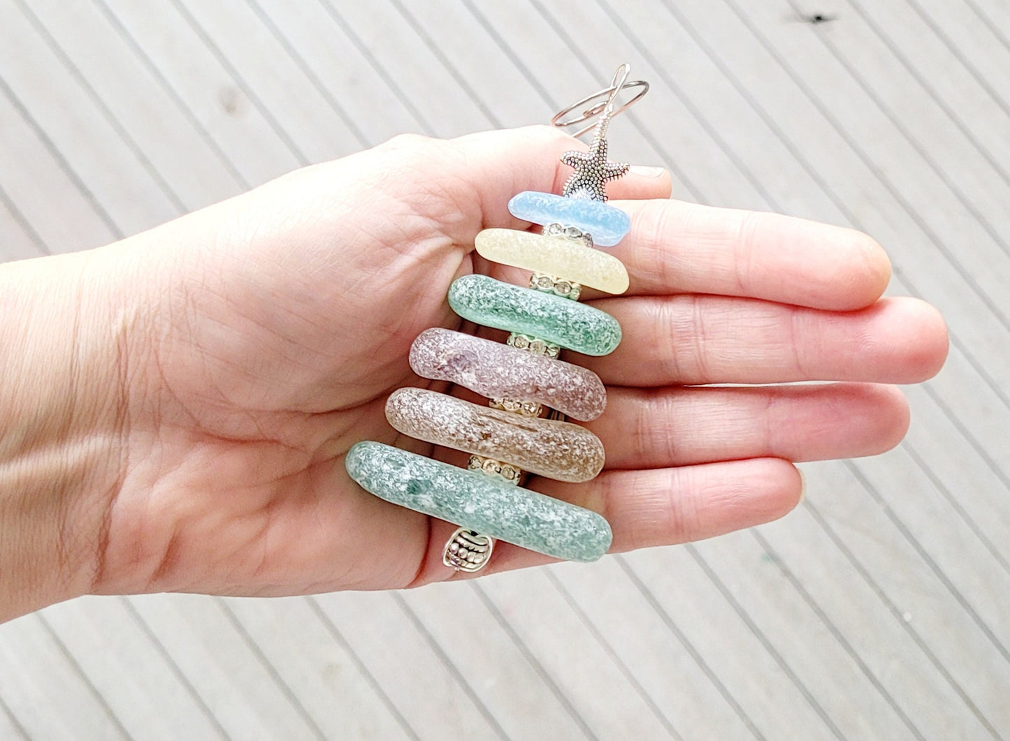 Sea Glass Christmas Tree Ornament/Rare Color Sea Glass/Sea Glass Pine Tree Ornament/Genuine Sea Glass Tree Ornament/66