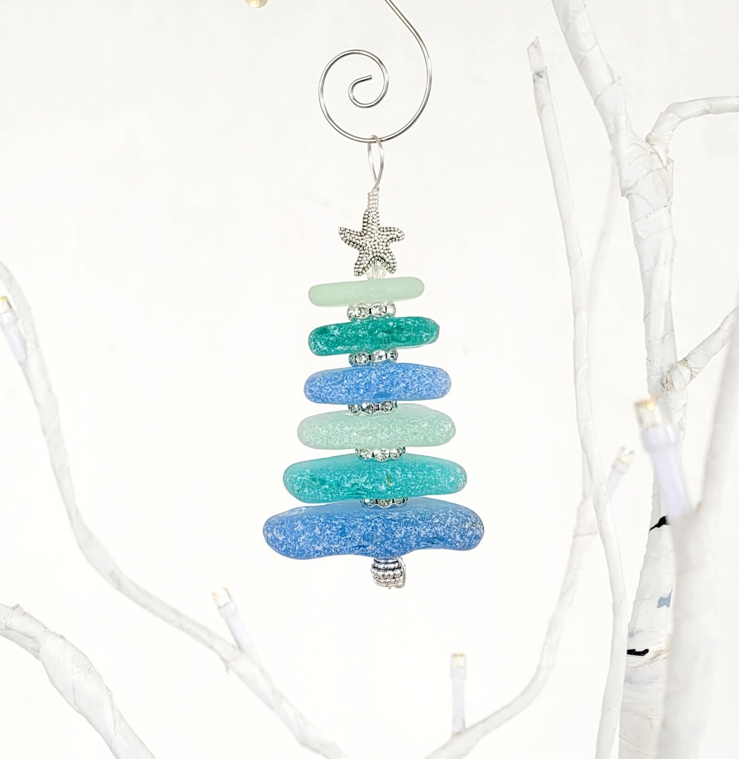 Sea Glass Christmas Tree Ornament/Sea Glass Pine Tree Ornament/Genuine Sea Glass Tree Ornament/121