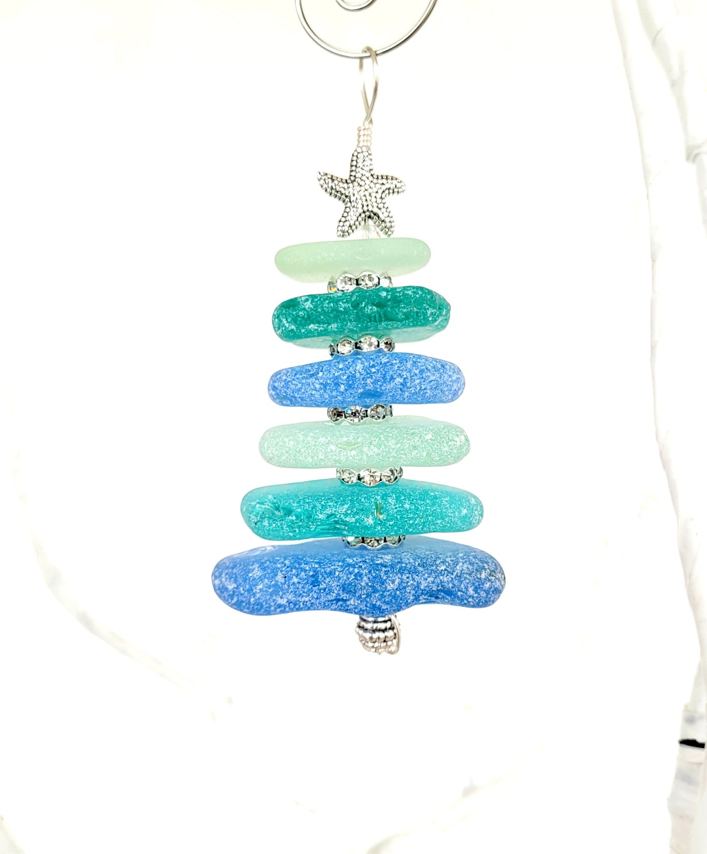 Sea Glass Christmas Tree Ornament/Sea Glass Pine Tree Ornament/Genuine Sea Glass Tree Ornament/121