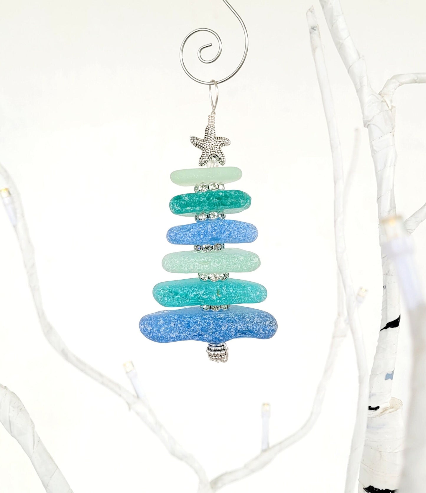 Sea Glass Christmas Tree Ornament/Sea Glass Pine Tree Ornament/Genuine Sea Glass Tree Ornament/121