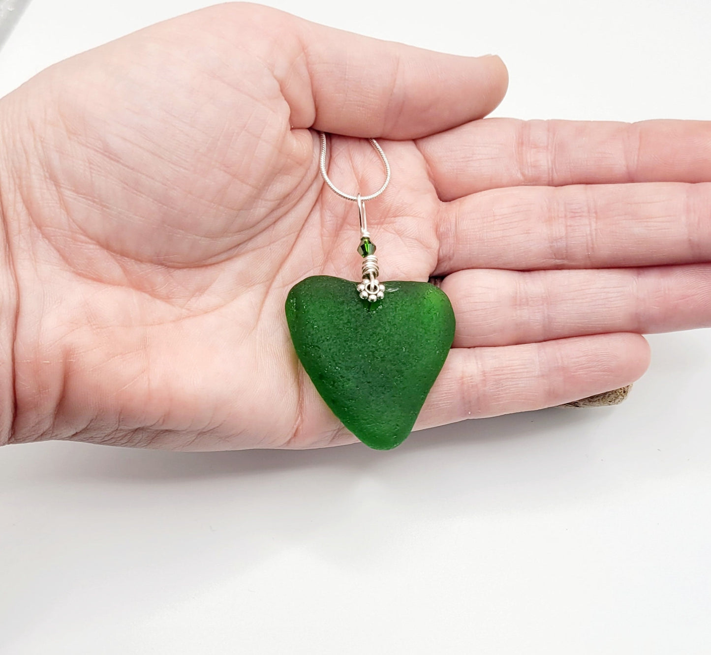 Genuine Sea Glass Pendant/Heart Sea Glass Pendant/Natural Heart Sea Glass Pendant/Anniversary Gift/Gift for her/Unique Gift/135