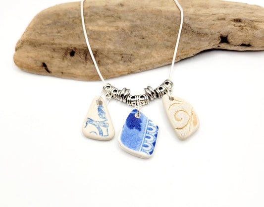 Sea Pottery Necklace/Sea Glass Jewelry/Sea Glass Pendant/Genuine Sea Glass/Beach Jewelry/Nautical Jewelry/Gift for Her/Unique Gift