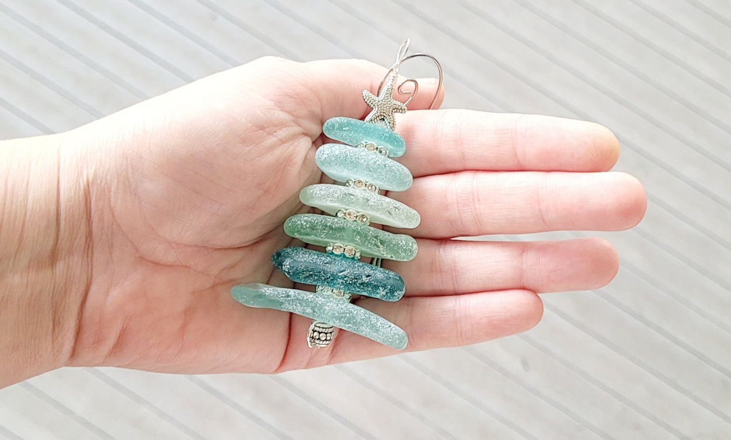 Sea Glass Christmas Tree Ornament/Sea Glass Pine Tree Ornament/Genuine Sea Glass Tree Ornament/49