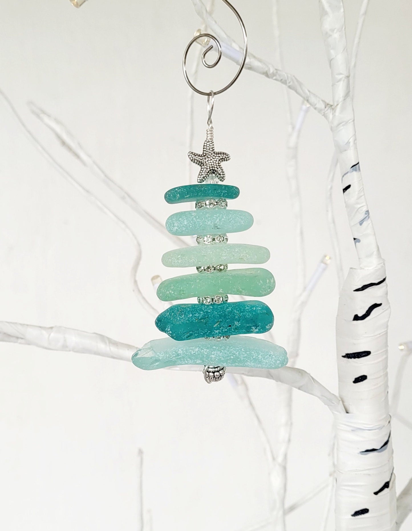 Sea Glass Christmas Tree Ornament/Sea Glass Pine Tree Ornament/Genuine Sea Glass Tree Ornament/49