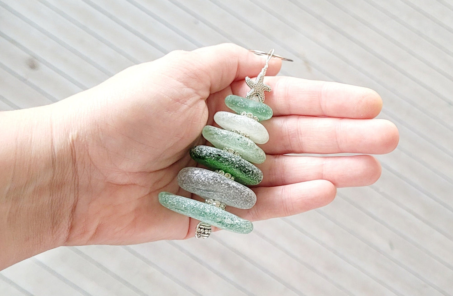 Sea Glass Christmas Tree Ornament/Sea Glass Pine Tree Ornament/Genuine Sea Glass Tree Ornament/149