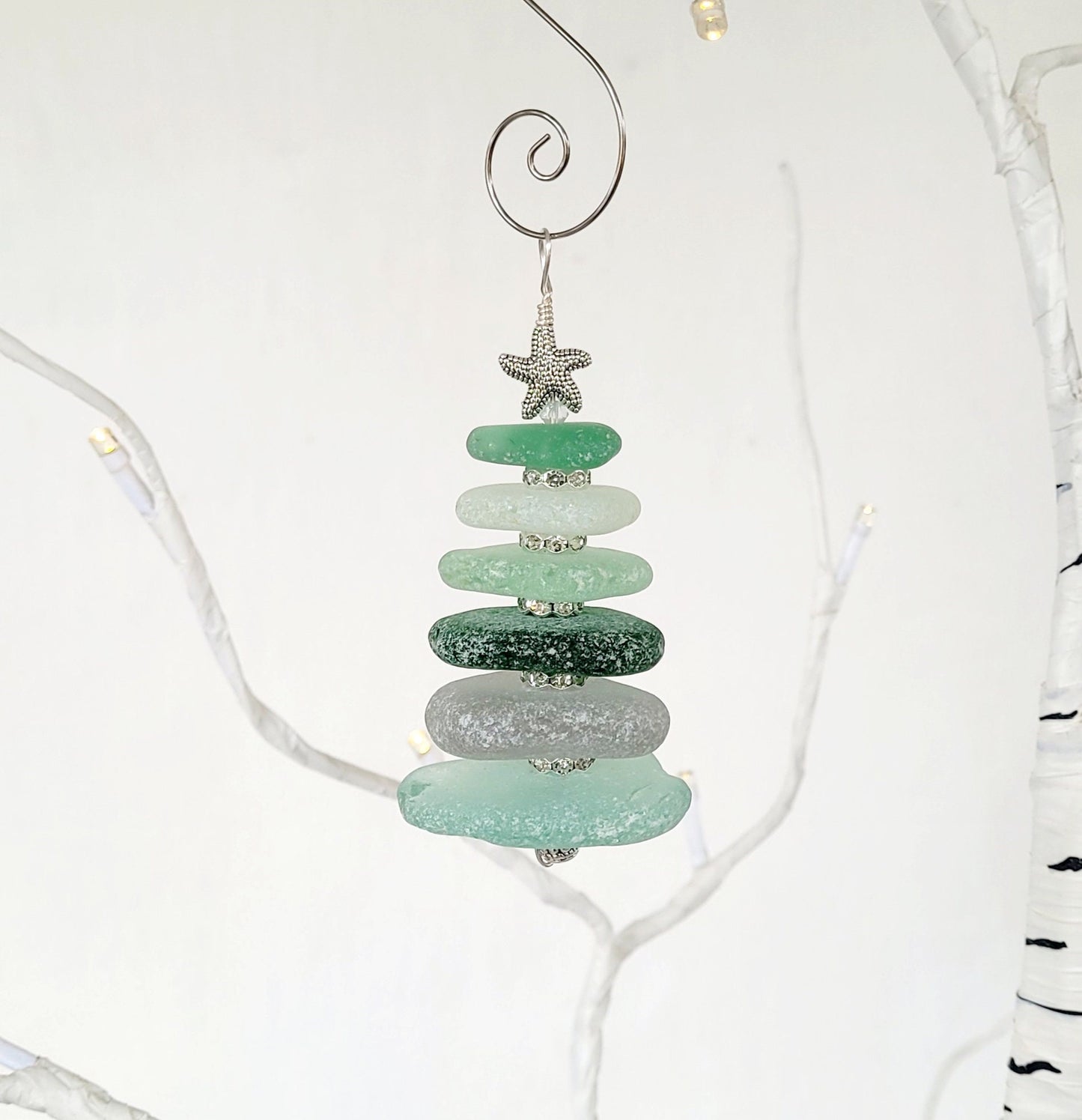 Sea Glass Christmas Tree Ornament/Sea Glass Pine Tree Ornament/Genuine Sea Glass Tree Ornament/149