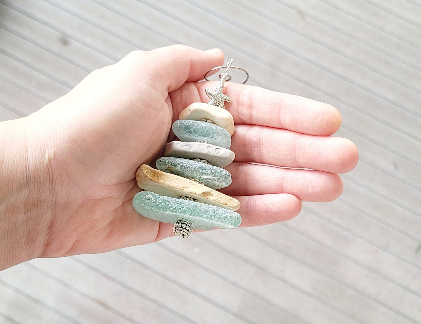 Sea Glass Christmas Tree Ornament/Sea Glass Pine Tree Ornament/Genuine Sea Glass Tree Ornament/148