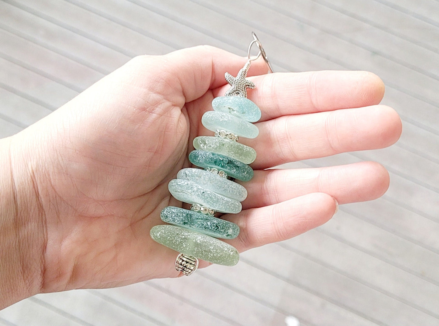 Sea Glass Christmas Tree Ornament/Sea Glass Pine Tree Ornament/Genuine Sea Glass Tree Ornament/146