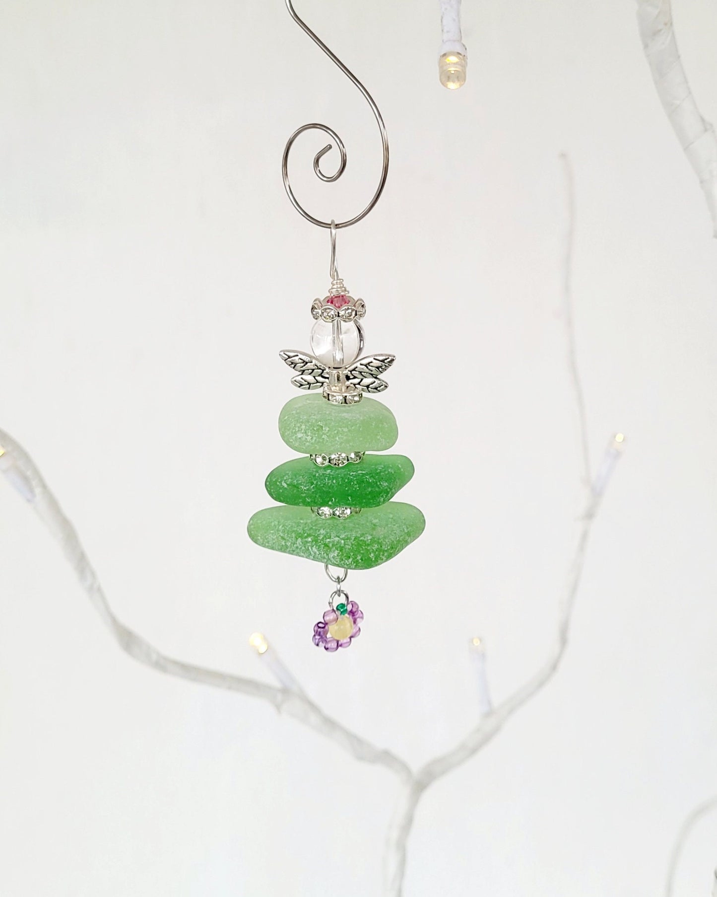 Sea Glass Fairy Necklace/Genuine sea glass/Beach Glass fairy Pendant/Fairy Sun Catcher/Get Well Gift/Gift for a Friend/131