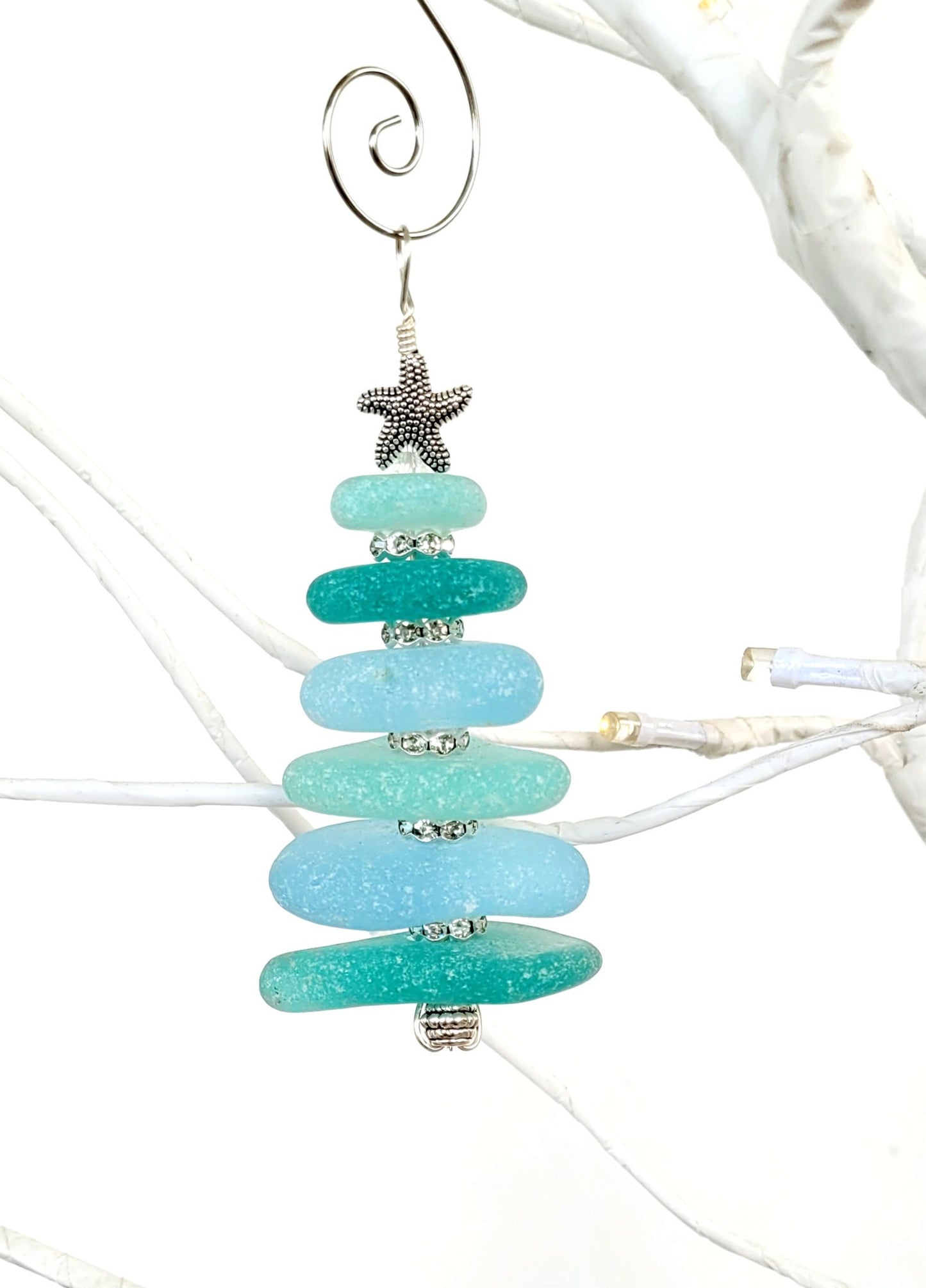 Sea Glass Christmas Tree Ornament/Sea Glass Pine Tree Ornament/Genuine Sea Glass Tree Ornament/120