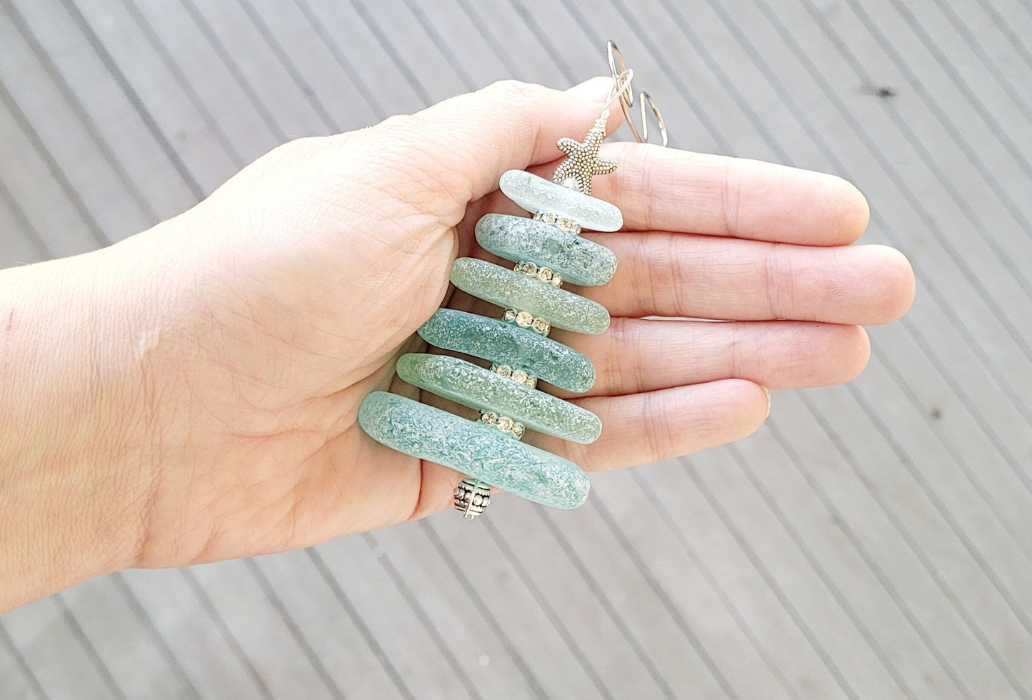 Sea Glass Christmas Tree Ornament/Sea Glass Pine Tree Ornament/Genuine Sea Glass Tree Ornament/123