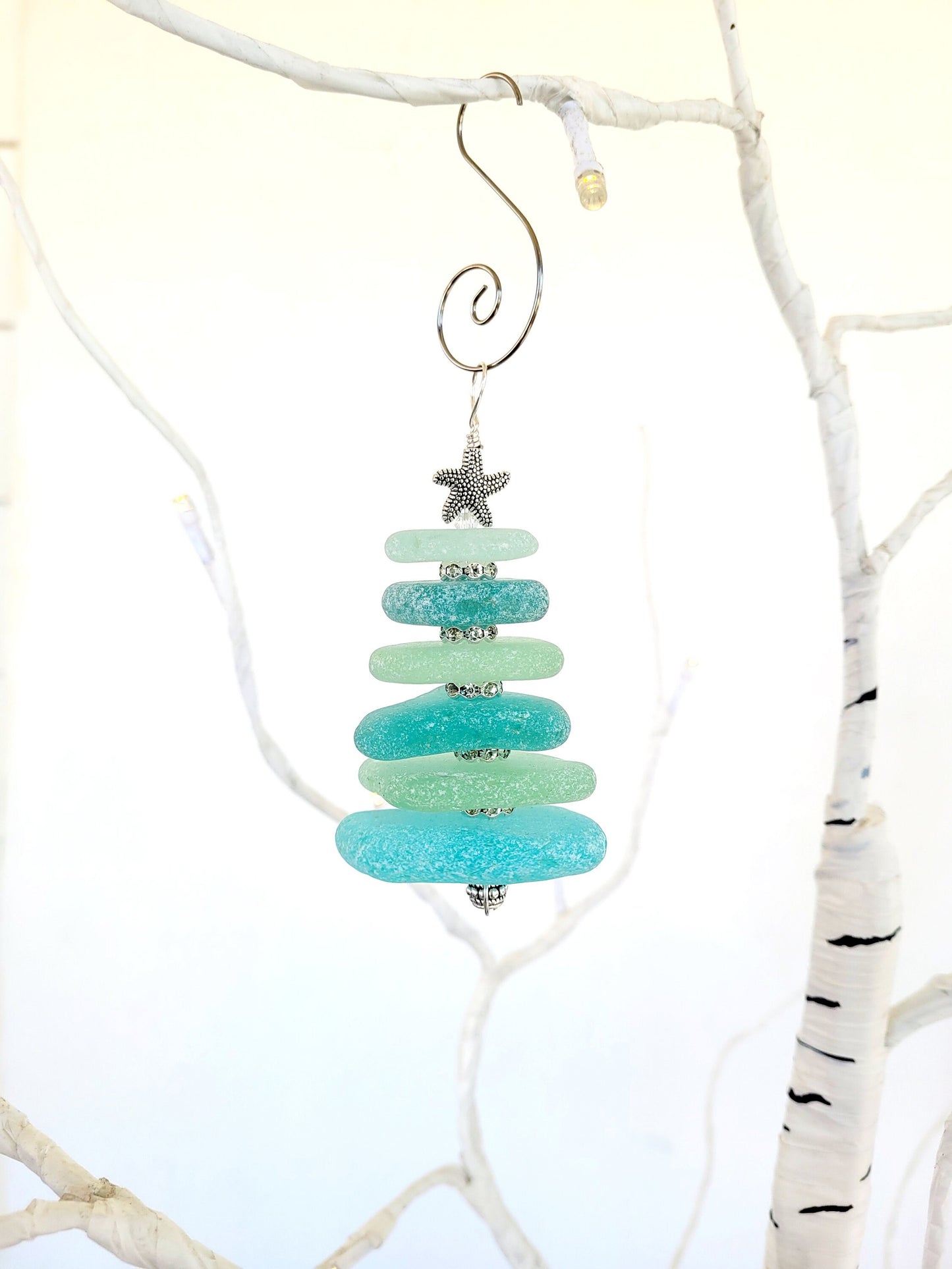 Sea Glass Christmas Tree Ornament/Sea Glass Pine Tree Ornament/Genuine Sea Glass Tree Ornament/123