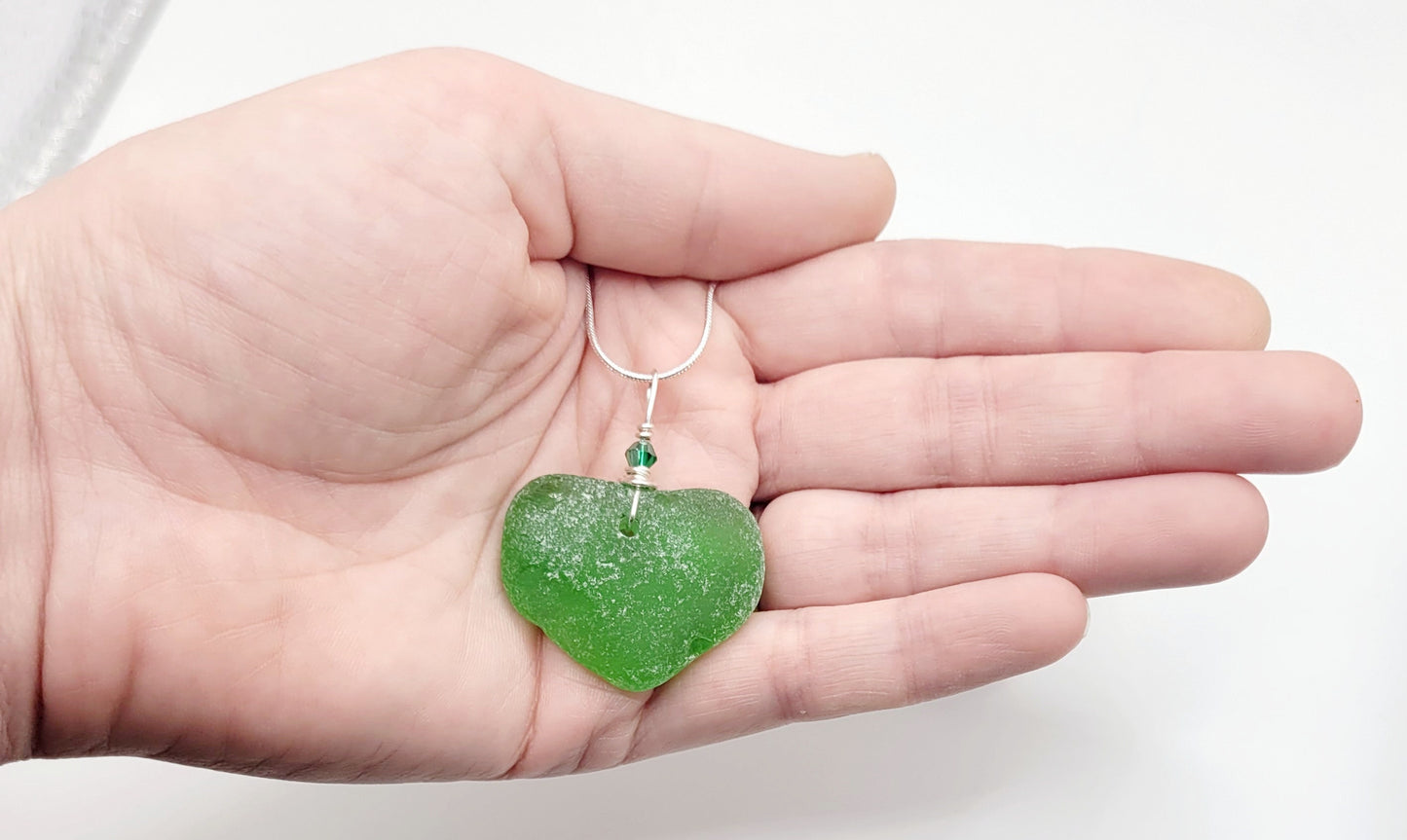 Genuine Sea Glass Pendant/Heart Sea Glass Pendant/Natural Heart Sea Glass Pendant/Anniversary Gift/Gift for her/Unique Gift/131