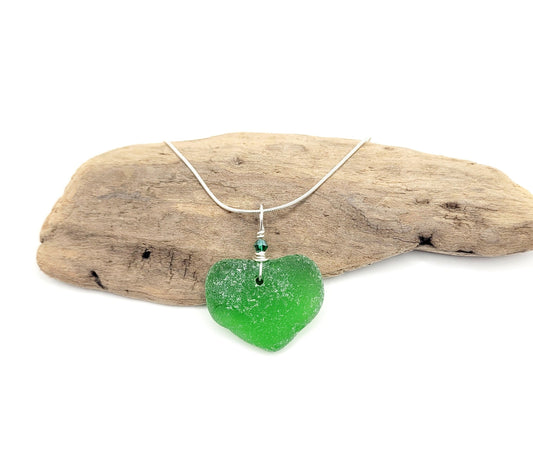 Genuine Sea Glass Pendant/Heart Sea Glass Pendant/Natural Heart Sea Glass Pendant/Anniversary Gift/Gift for her/Unique Gift/131