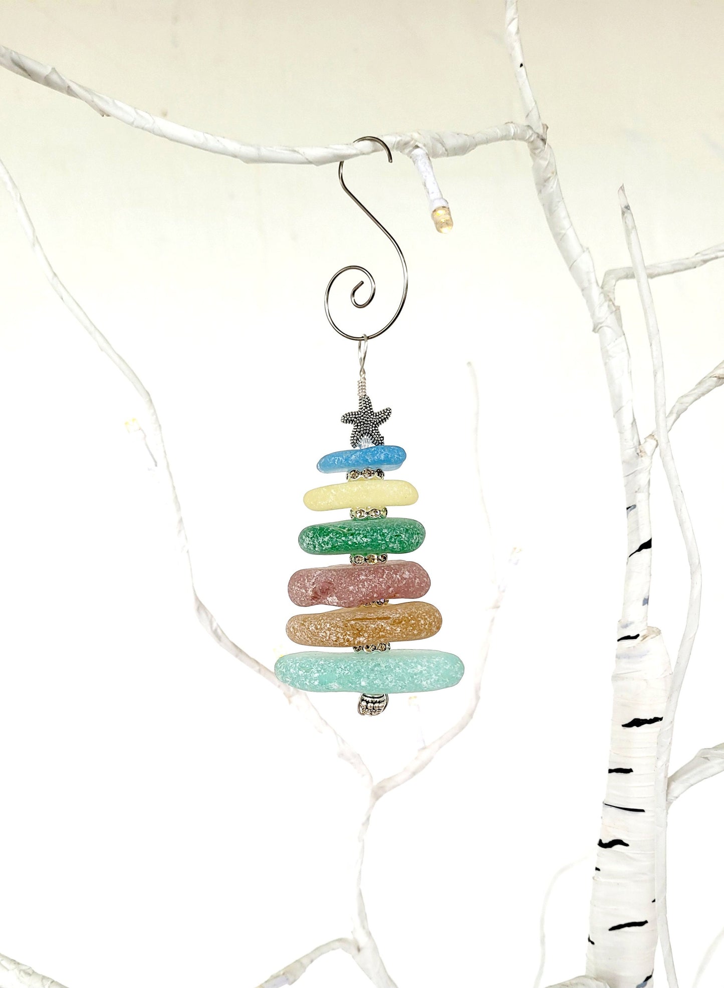 Sea Glass Christmas Tree Ornament/Rare Color Sea Glass/Sea Glass Pine Tree Ornament/Genuine Sea Glass Tree Ornament/66