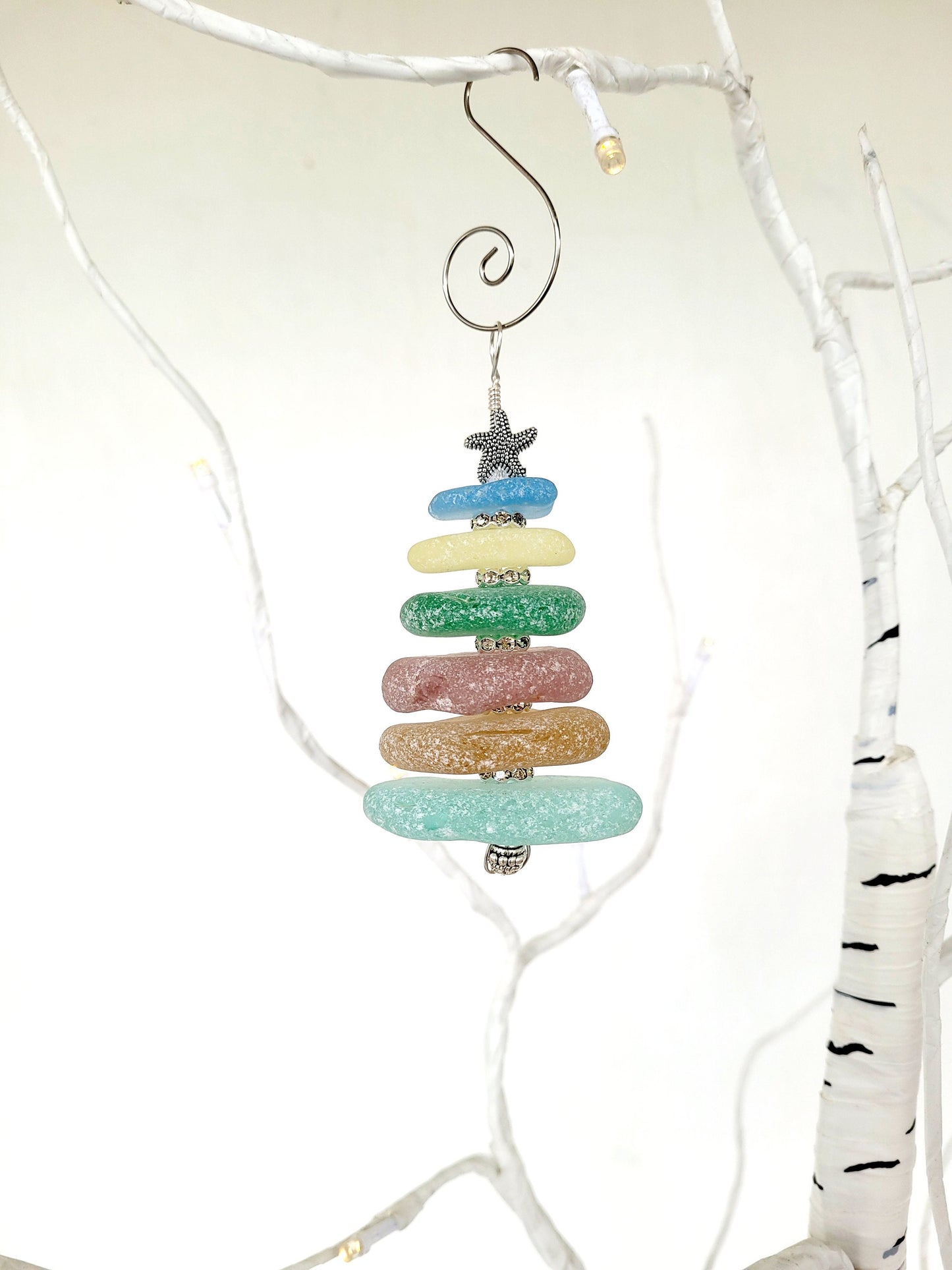 Sea Glass Christmas Tree Ornament/Rare Color Sea Glass/Sea Glass Pine Tree Ornament/Genuine Sea Glass Tree Ornament/66