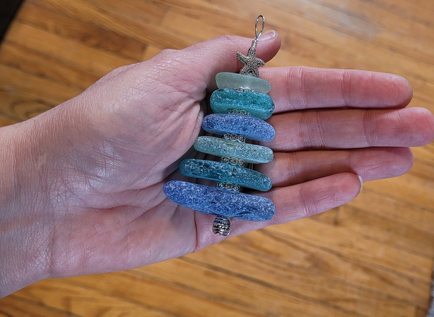 Sea Glass Christmas Tree Ornament/Sea Glass Pine Tree Ornament/Genuine Sea Glass Tree Ornament/121