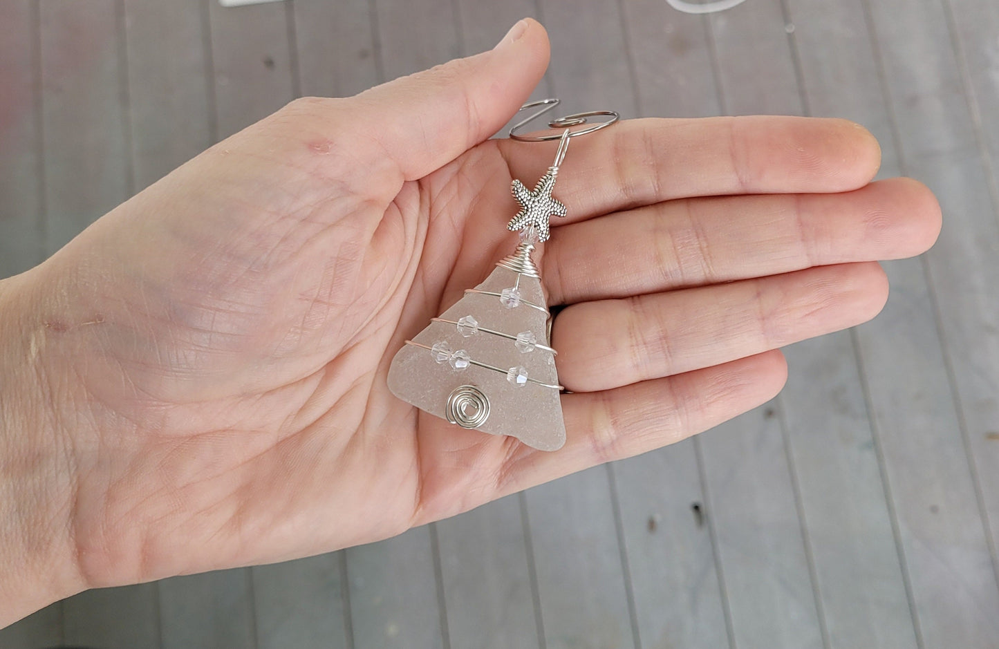 Genuine Sea Glass Christmas Tree Pendant/Sea Glass Christmas Tree Ornament/Coastal Ornament/Beach Decor/26d