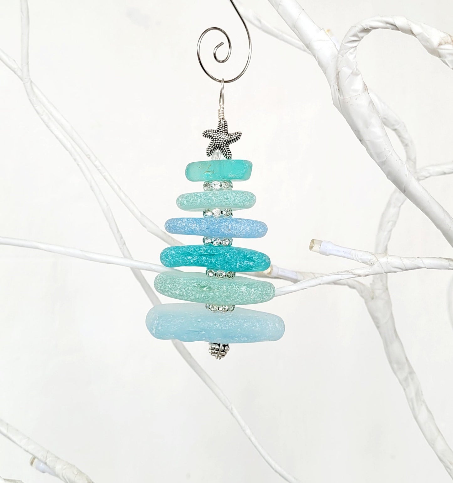 Sea Glass Christmas Tree Ornament/Sea Glass Pine Tree Ornament/Genuine Sea Glass Tree Ornament/1