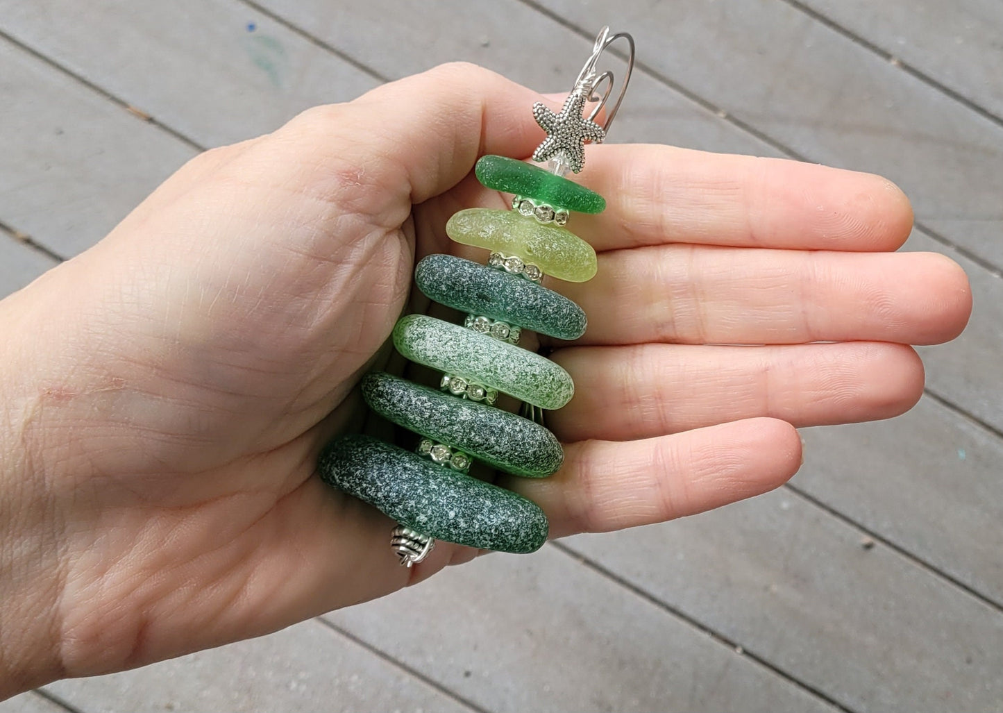 Sea Glass Christmas Tree Ornament/Sea Glass Pine Tree Ornament/Genuine Sea Glass Tree Ornament/2