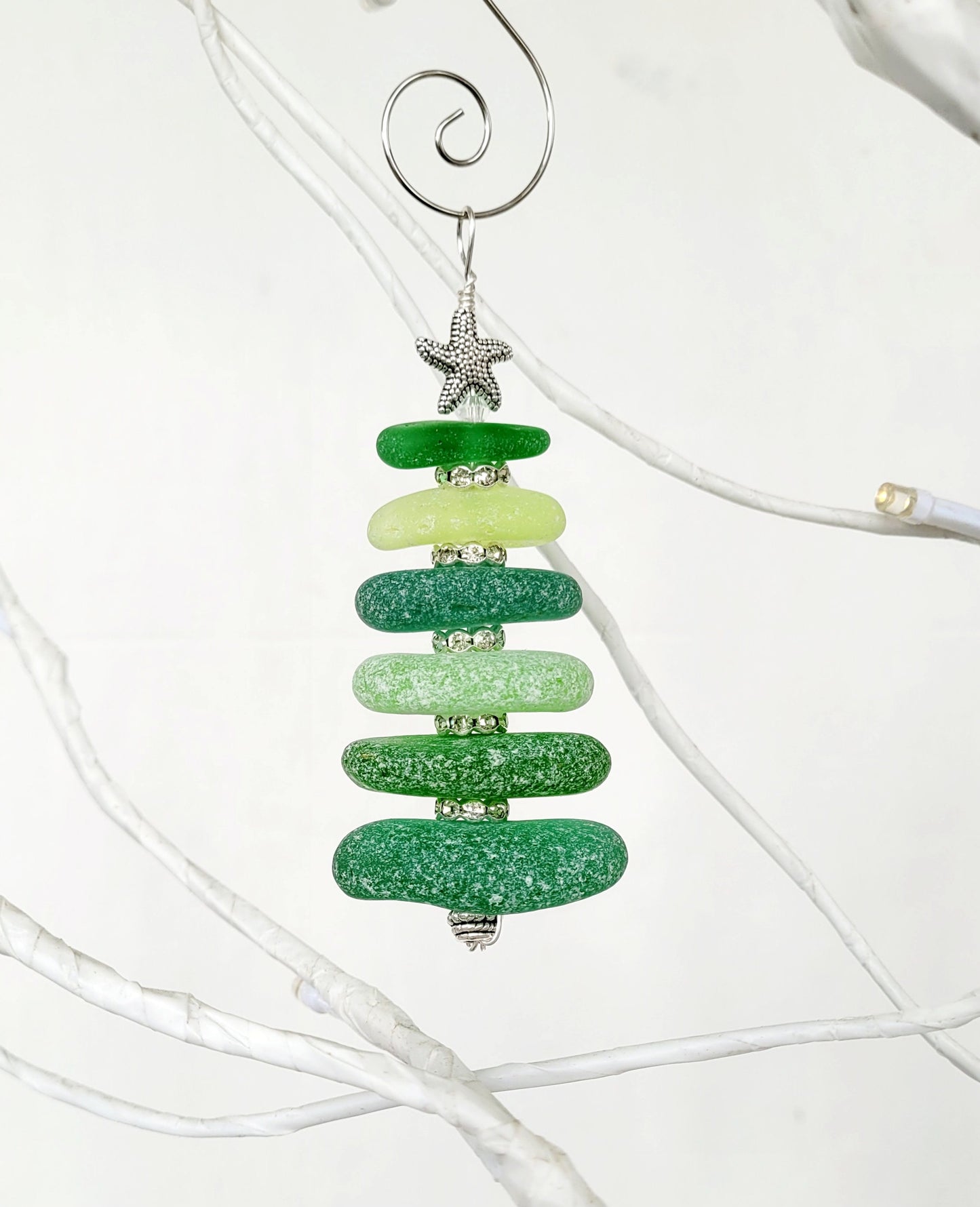 Sea Glass Christmas Tree Ornament/Sea Glass Pine Tree Ornament/Genuine Sea Glass Tree Ornament/2