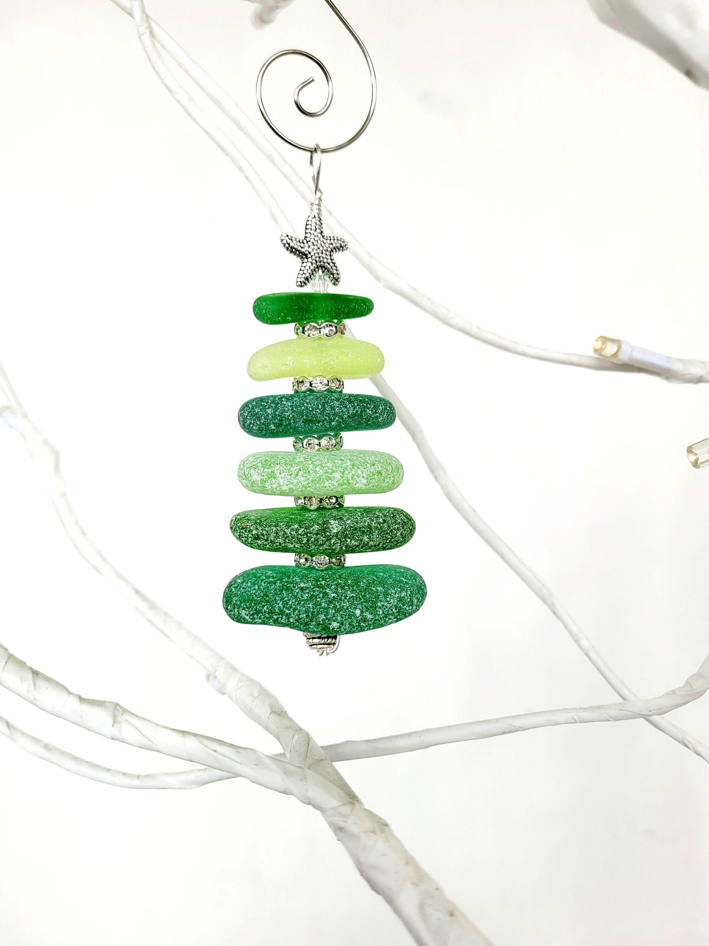 Sea Glass Christmas Tree Ornament/Sea Glass Pine Tree Ornament/Genuine Sea Glass Tree Ornament/2