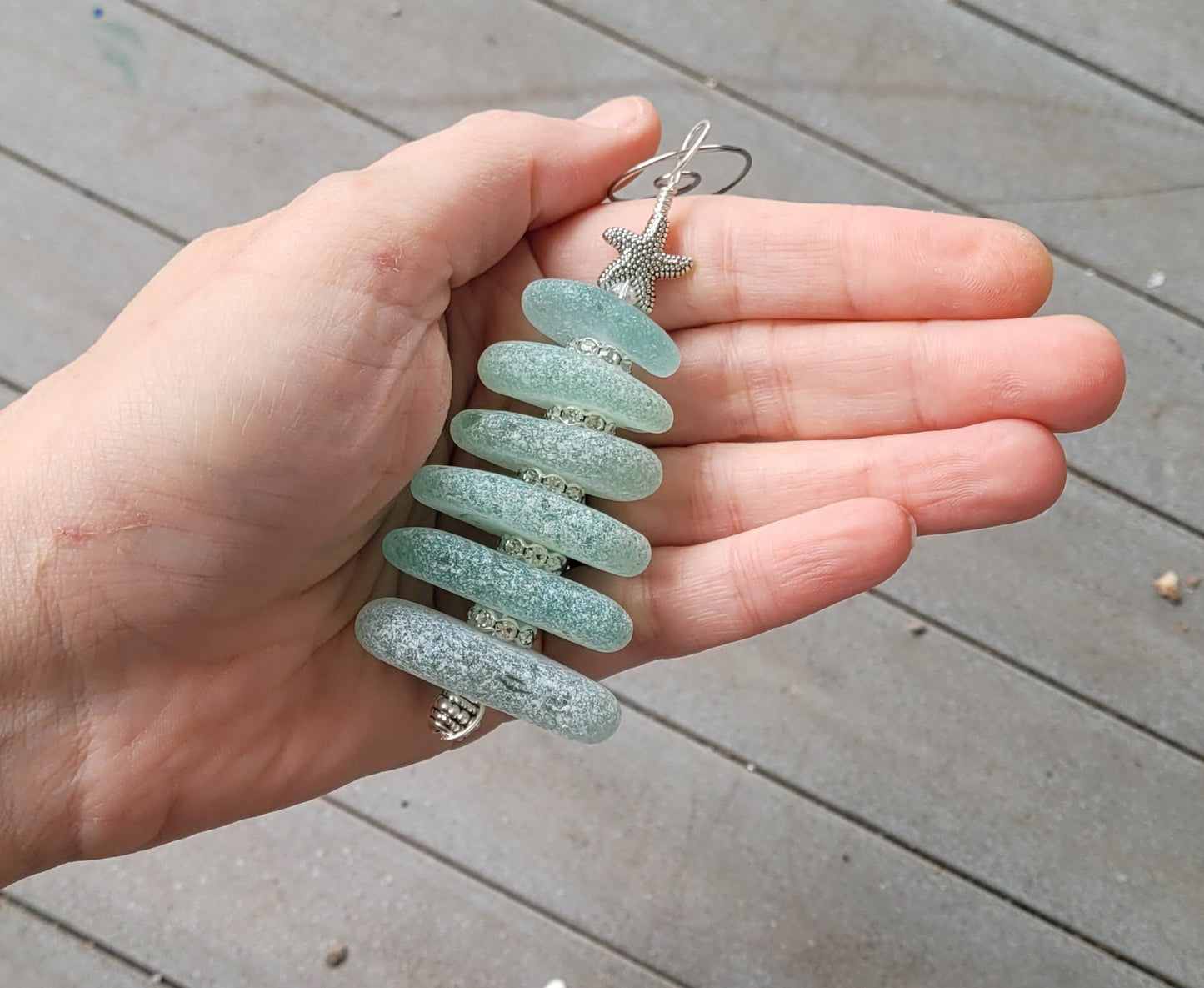 Sea Glass Christmas Tree Ornament/Sea Glass Pine Tree Ornament/Genuine Sea Glass Tree Ornament/3