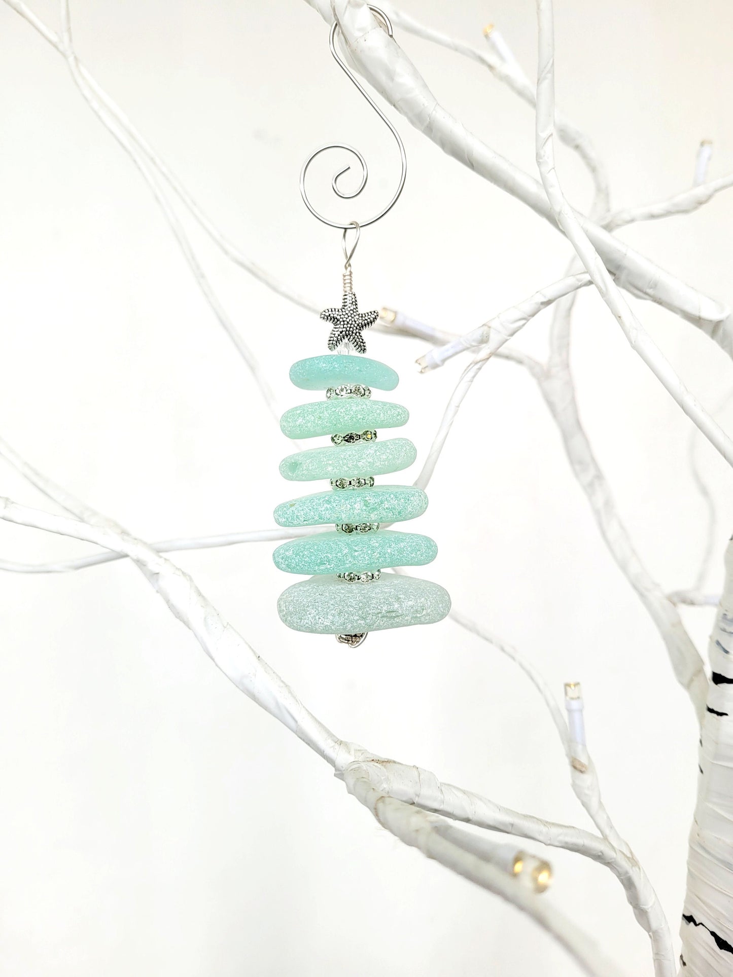 Sea Glass Christmas Tree Ornament/Sea Glass Pine Tree Ornament/Genuine Sea Glass Tree Ornament/3