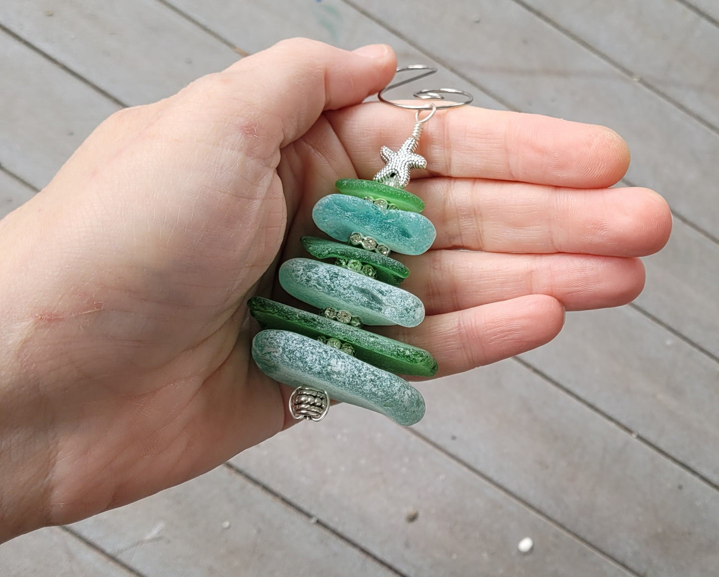 Sea Glass Christmas Tree Ornament/Sea Glass Pine Tree Ornament/Genuine Sea Glass Tree Ornament/4