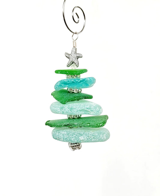 Sea Glass Christmas Tree Ornament/Sea Glass Pine Tree Ornament/Genuine Sea Glass Tree Ornament/4