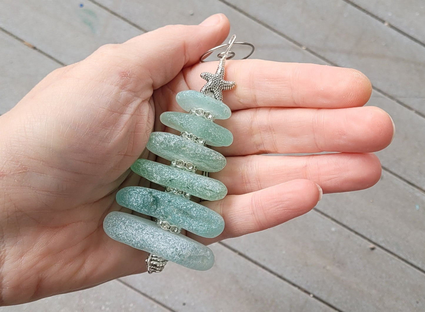 Sea Glass Christmas Tree Ornament/Sea Glass Pine Tree Ornament/Genuine Sea Glass Tree Ornament/5