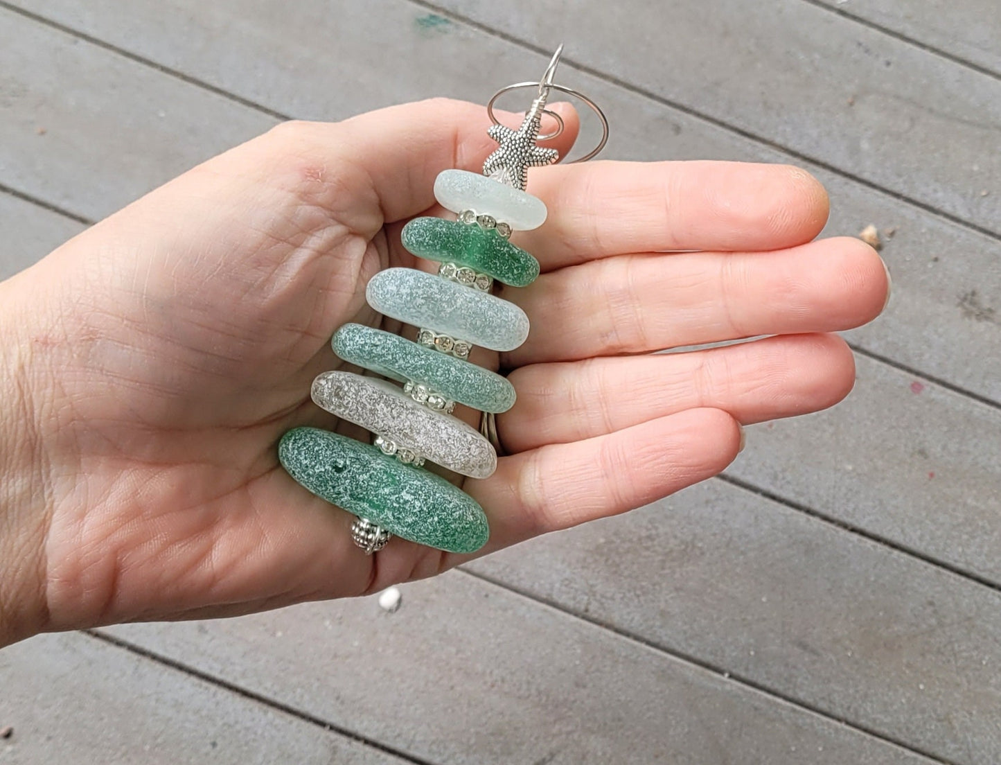 Sea Glass Christmas Tree Ornament/Sea Glass Pine Tree Ornament/Genuine Sea Glass Tree Ornament/6