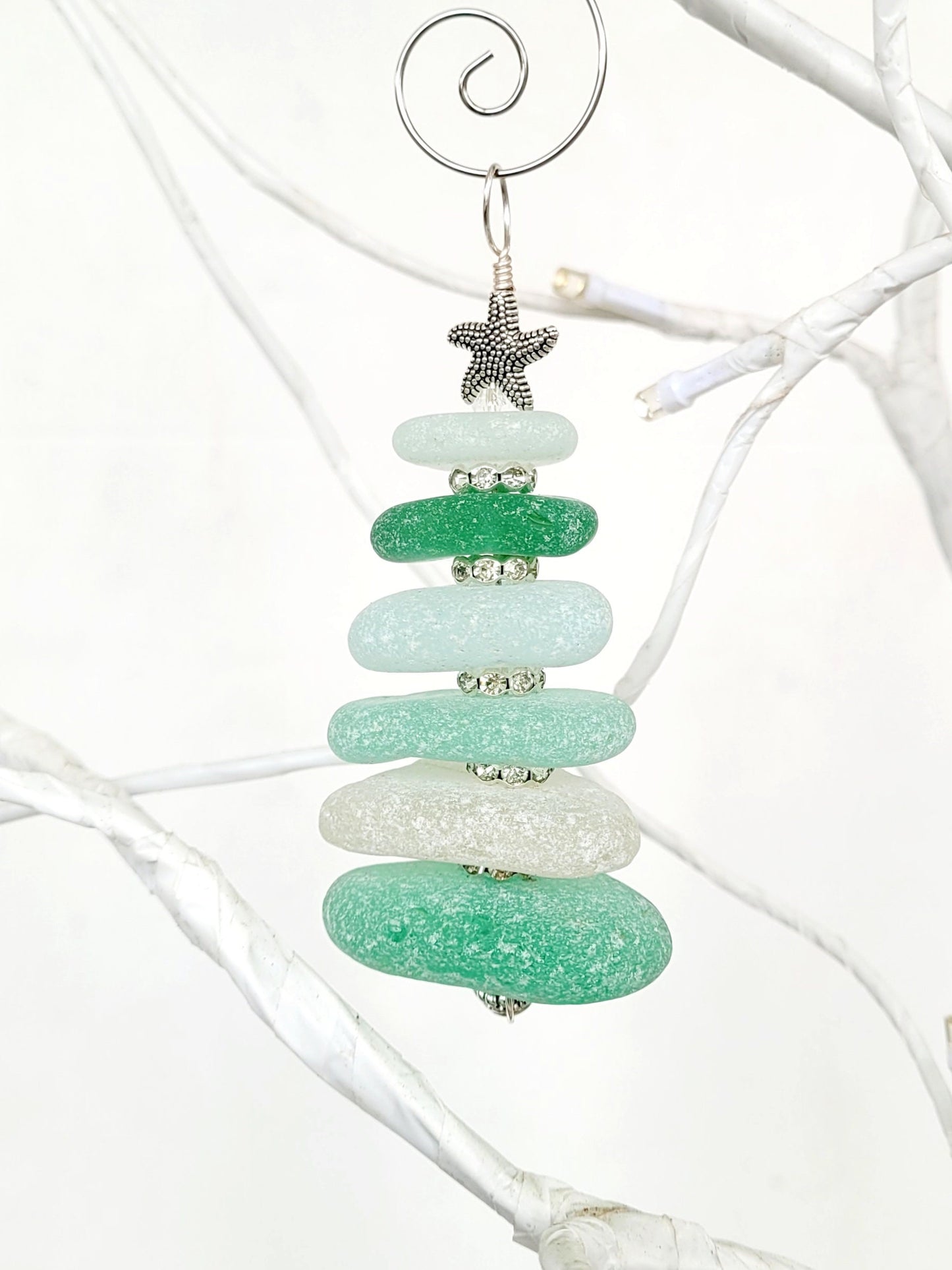 Sea Glass Christmas Tree Ornament/Sea Glass Pine Tree Ornament/Genuine Sea Glass Tree Ornament/6