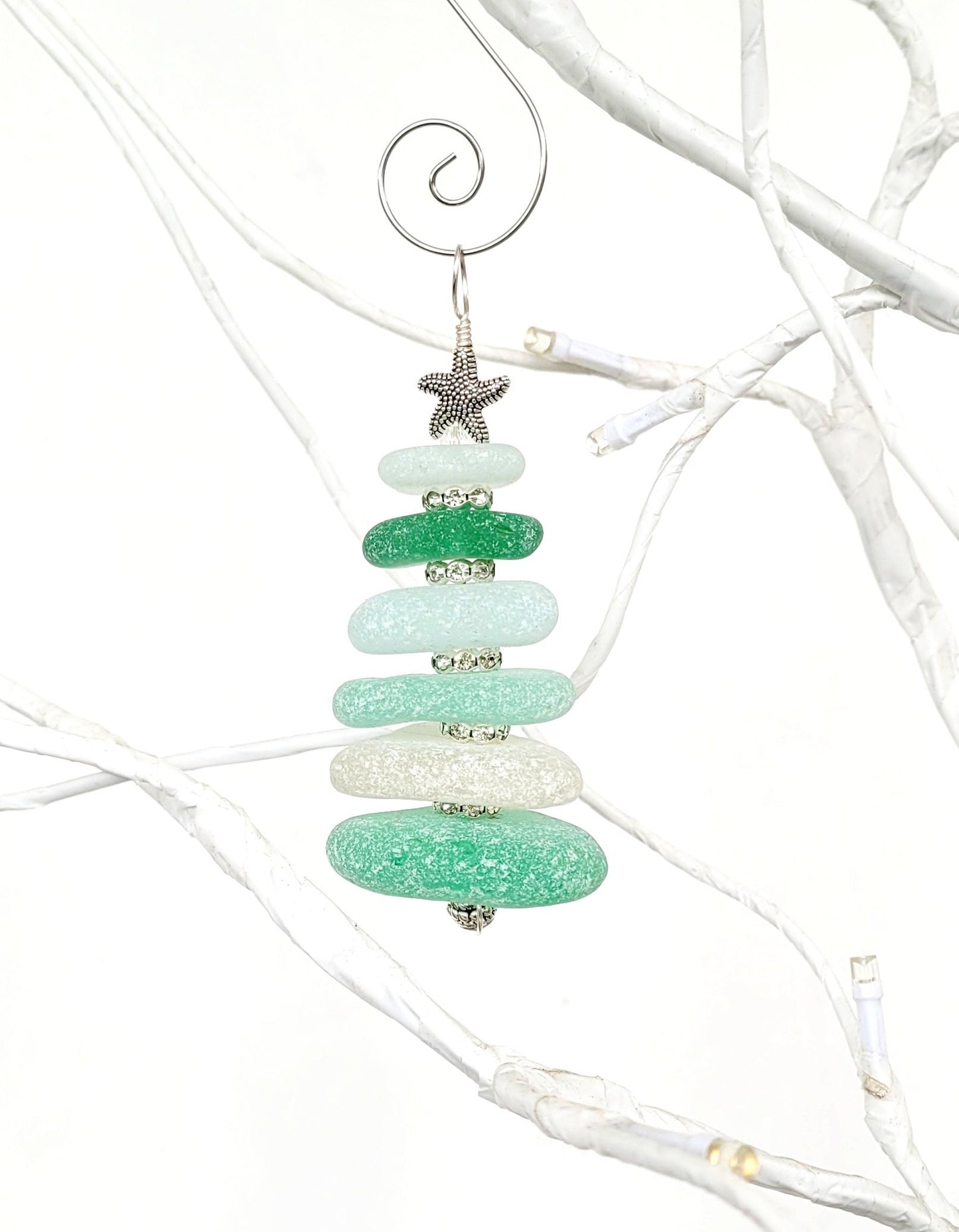 Sea Glass Christmas Tree Ornament/Sea Glass Pine Tree Ornament/Genuine Sea Glass Tree Ornament/6