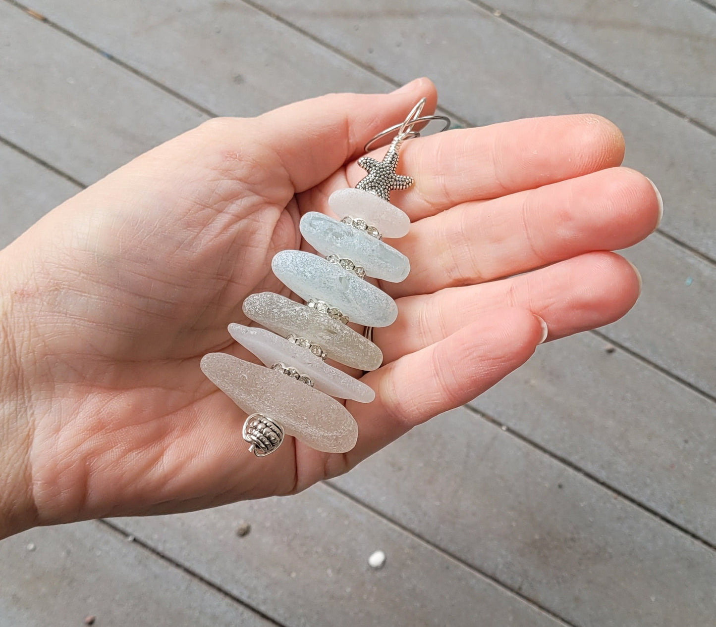 Sea Glass Christmas Tree Ornament/Sea Glass Pine Tree Ornament/Genuine Sea Glass Tree Ornament/8